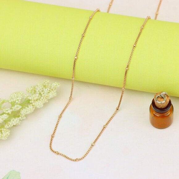 "Elegant Rose Gold Bead Box Chain Necklace with Adjustable Clasp, XPNL1910 - Picture 10 of 12